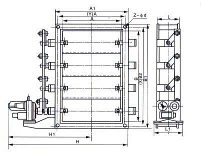 电动矩形百叶式调节蝶阀(图2)