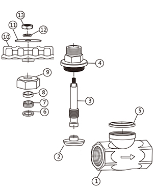 不锈钢内螺纹截止阀零件图